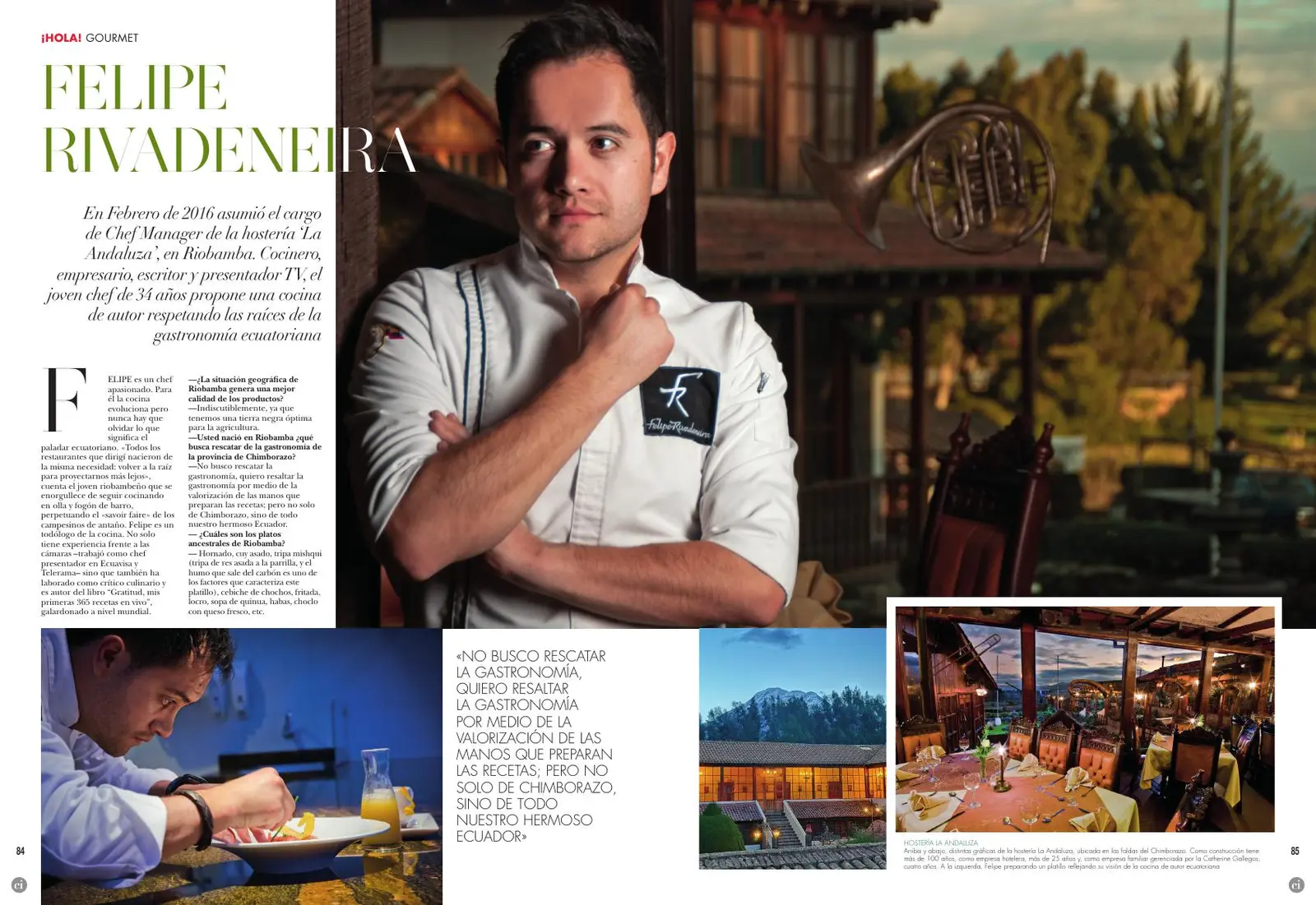 Entrevista a Felipe Rivadeneira en ¡HOLA! Gourmet, 2016